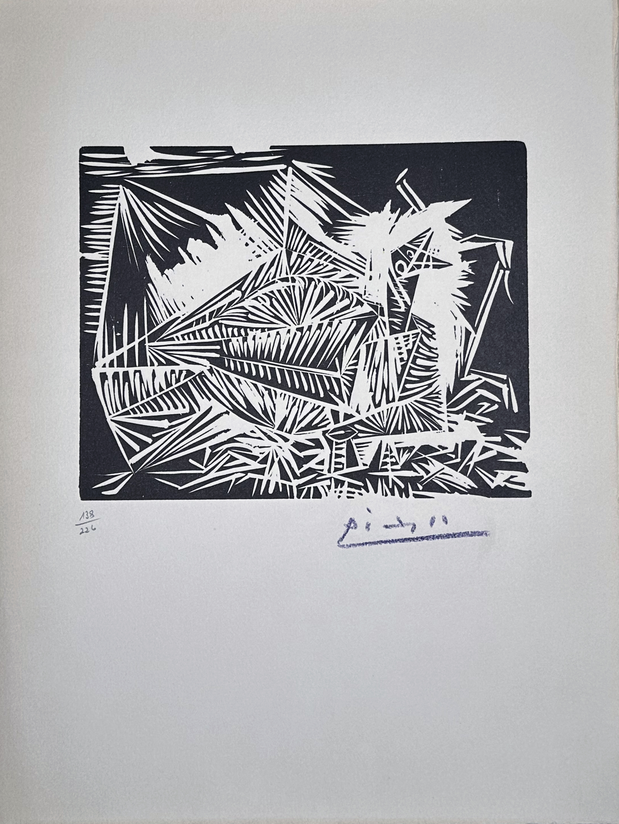 40 dessins de Picasso en marge du Buffon. DeLuxe Edition With an original wood cut signed and numbered by Picasso.